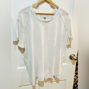 {Free People | We the Free} Ivory Boxy Fringed Top